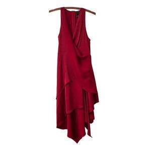 Revolve C/Meo Collective Red Draped Vneck Layered Sleeveless Hi Lo Dress XSmall